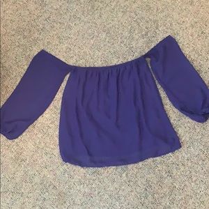 Strapless purple chiffon top with attached sleeves